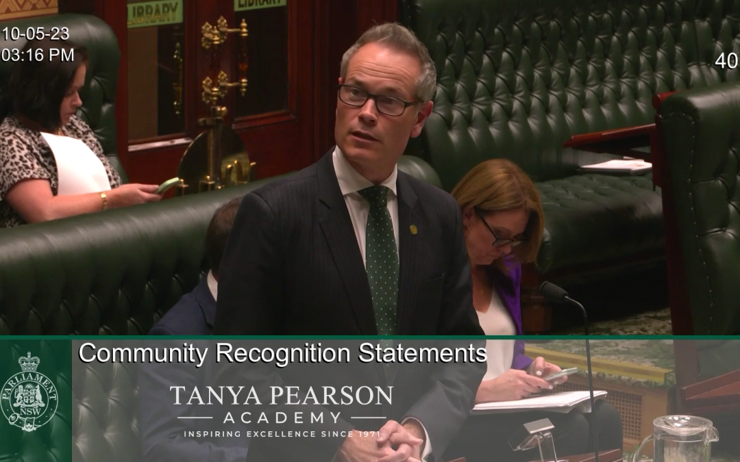 Special acknowledgement in NSW Parliament