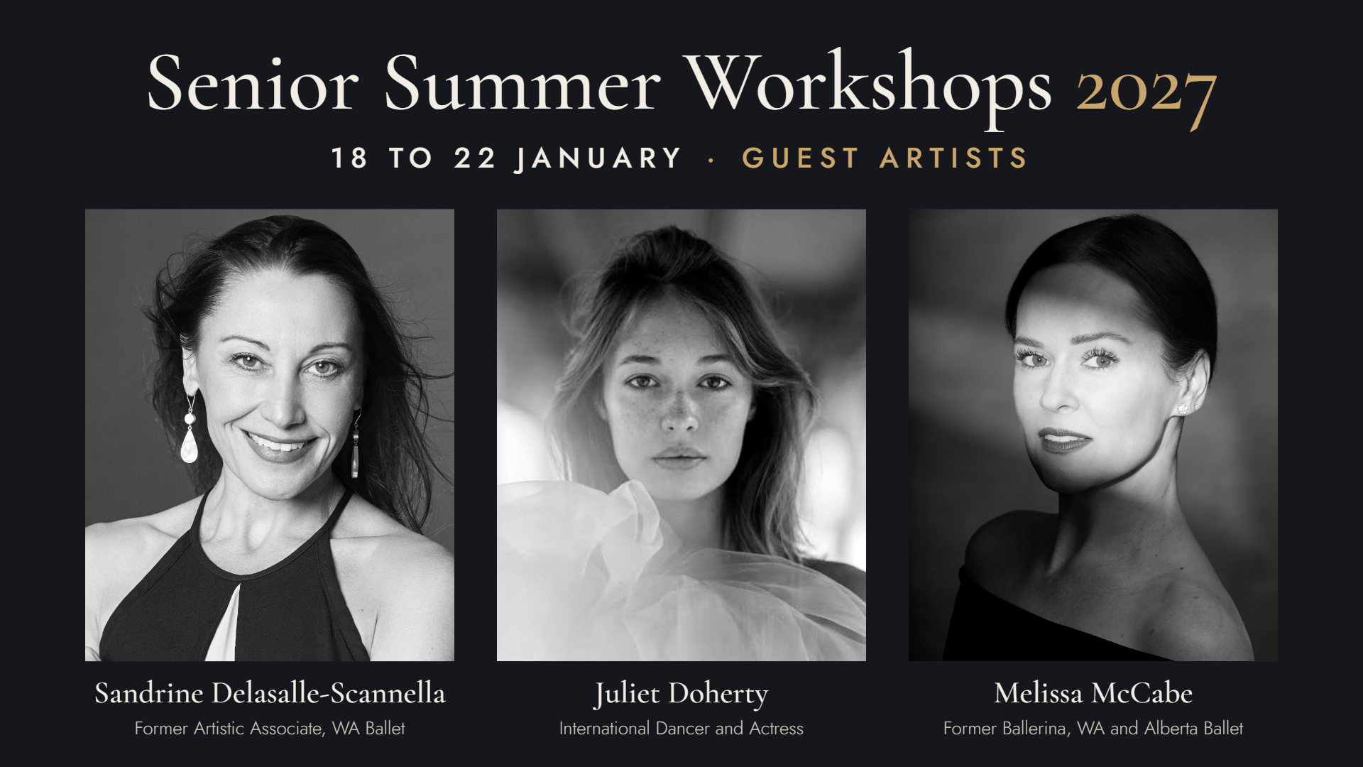 Guest Artists for the Summer Workshops 2027